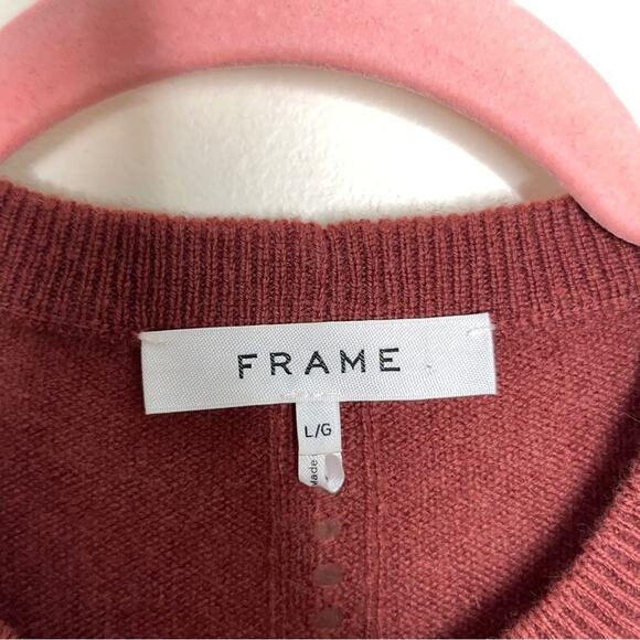 FRAME Pointelle Detail Wool Cashmere Sweater Sable Brown {R18} - Picture 4 of 5